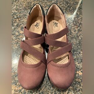 OTBT ANORA Ballet flat burgundy wine slip on comfort wedge strappy shoe padded